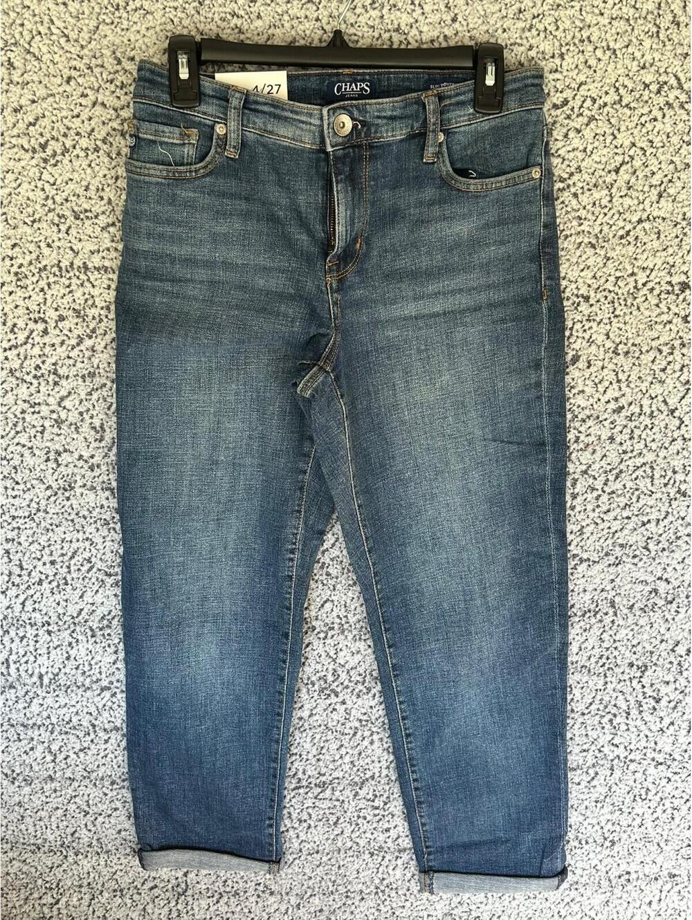 Chaps Slim Boyfriend Cropped Jeans Womens 4/27 Medium Wash Denim
